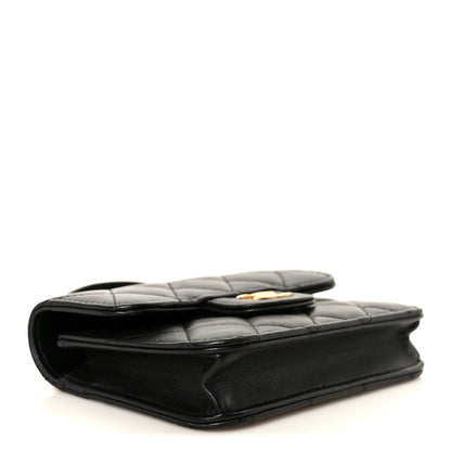 Chanel Lambskin Quilted Top Handle Flap Coin Purse With Chain Black 3 of 11