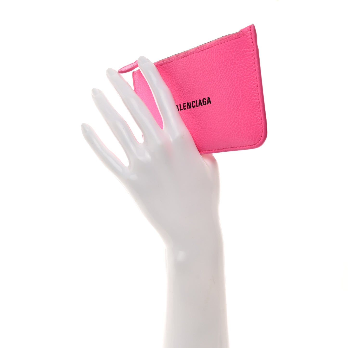 Grained Calfskin Logo Large Cash Long Coin Card Holder Acid Pink Black
