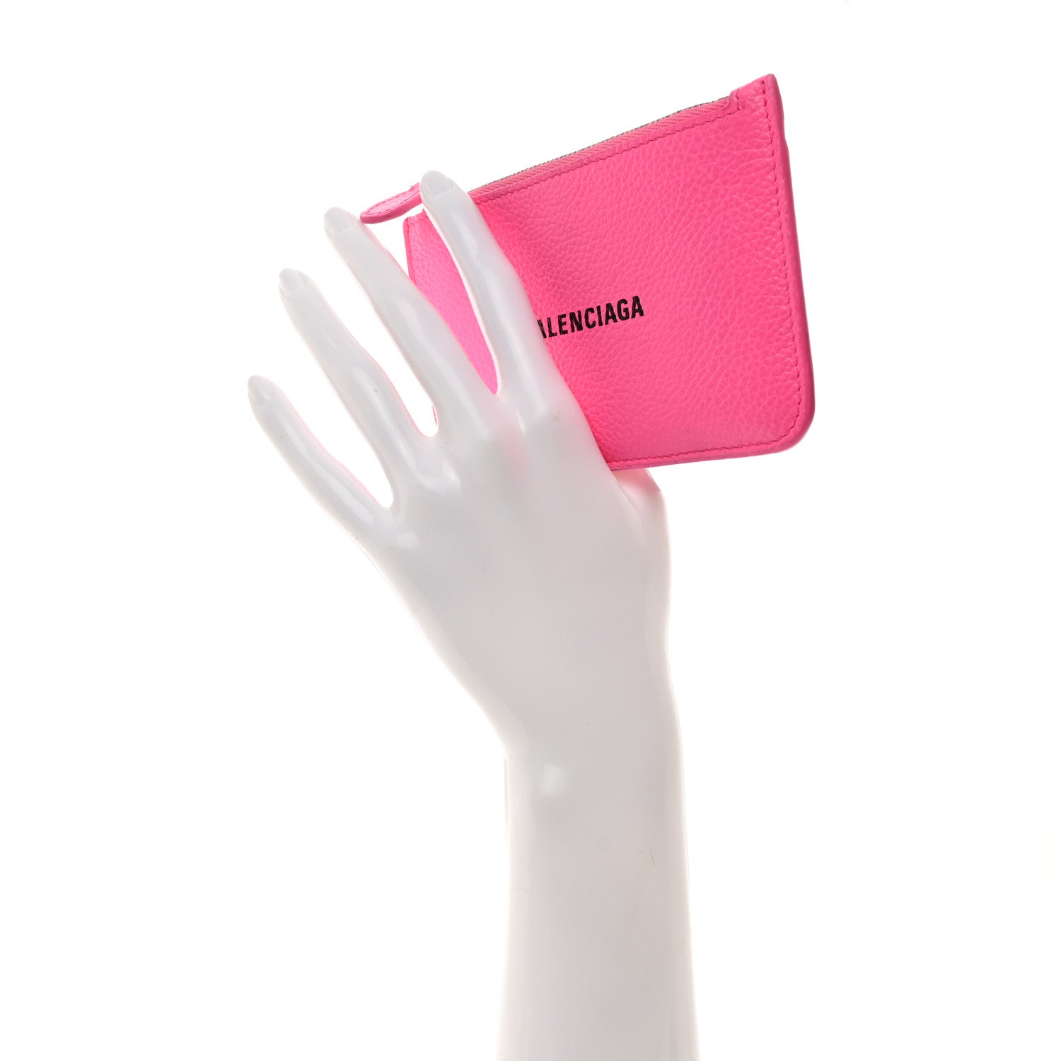 Balenciaga Grained Calfskin Logo Large Cash Long Coin Card Holder Acid Pink Black 2 of 9