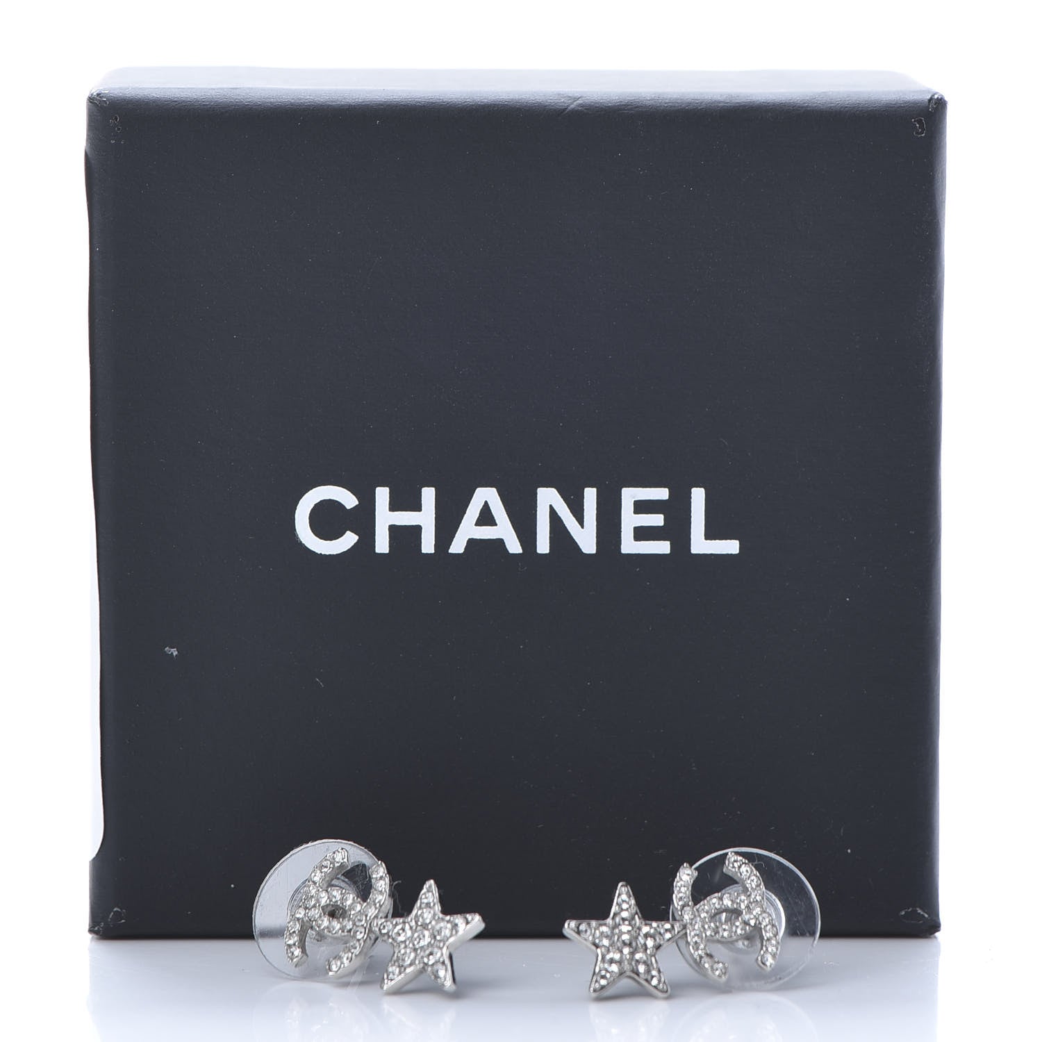 Chanel Crystal CC Star Earrings Silver 5 of 5