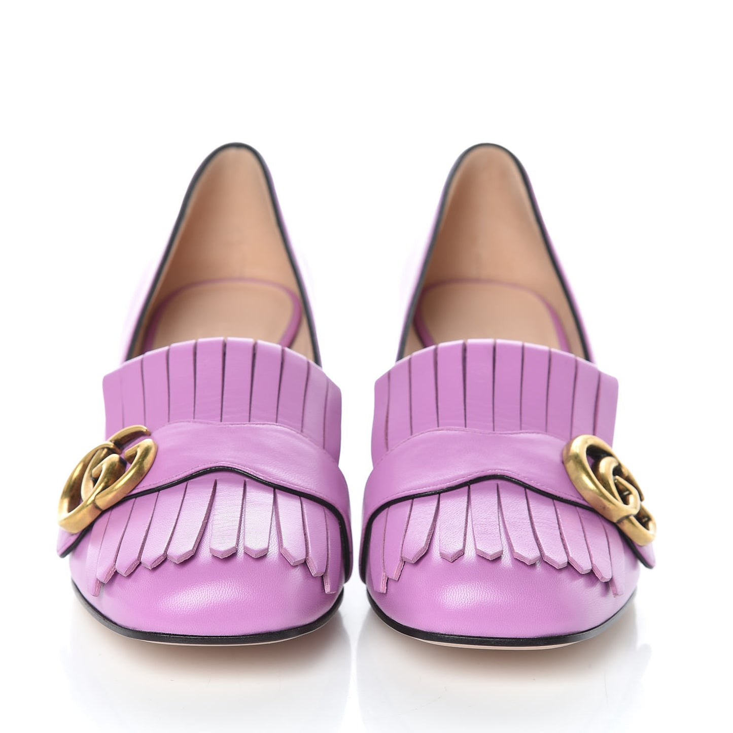 Malaga Kid GG Marmont Fringe 50mm Loafer Pumps 37 Candy Mousse