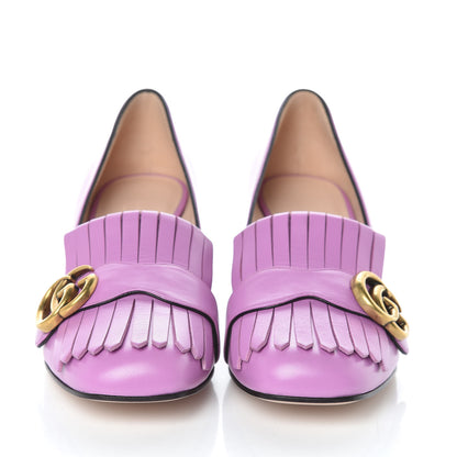 Gucci Malaga Kid GG Marmont Fringe 50mm Loafer Pumps 37 Candy Mousse 2 of 9
