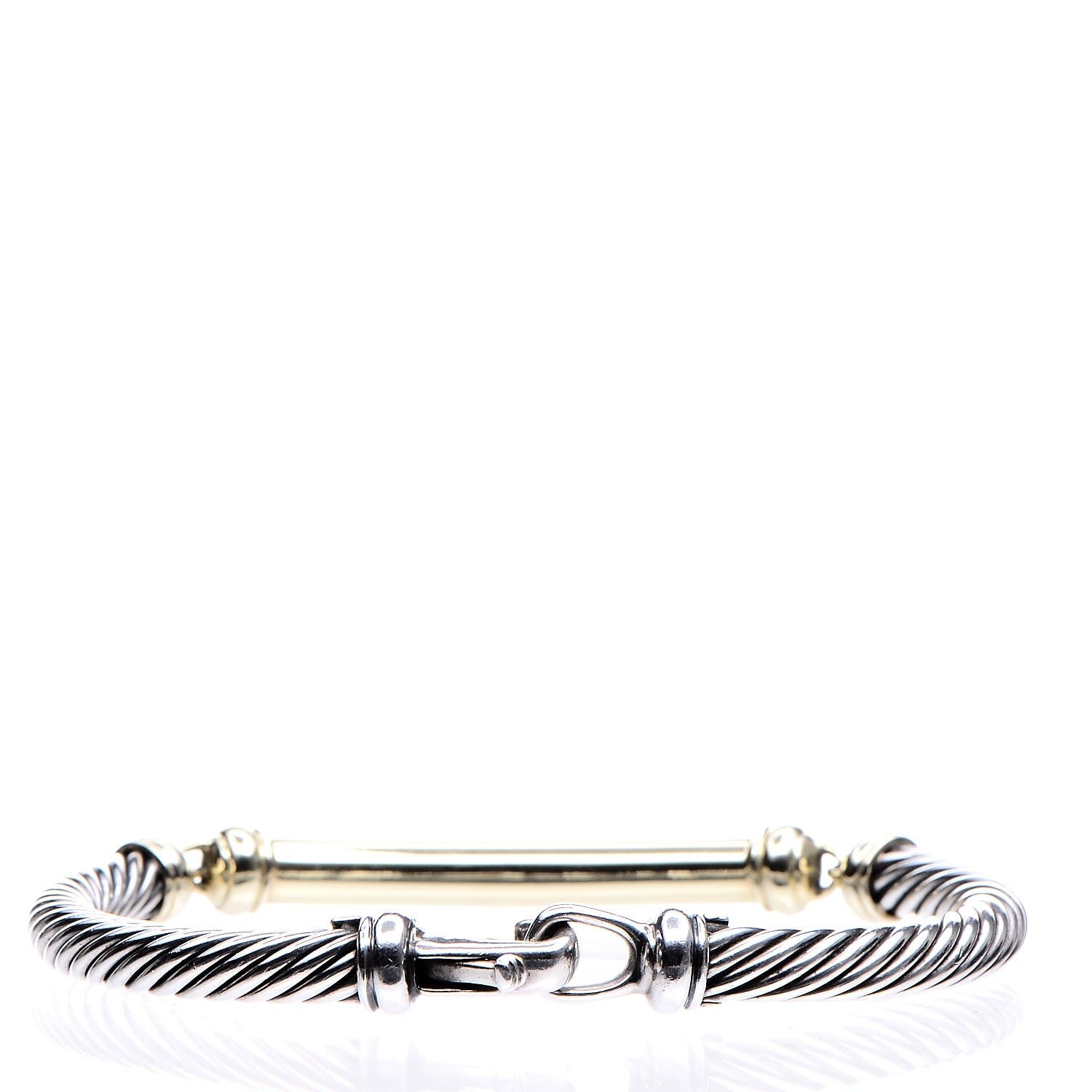 David Yurman Sterling Silver 14K Yellow Gold 5mm Metro Cable Bracelet 3 of 5