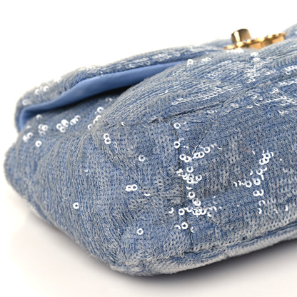 Chanel Sequin Quilted Medium Chanel 19 Flap Light Blue 8 of 9