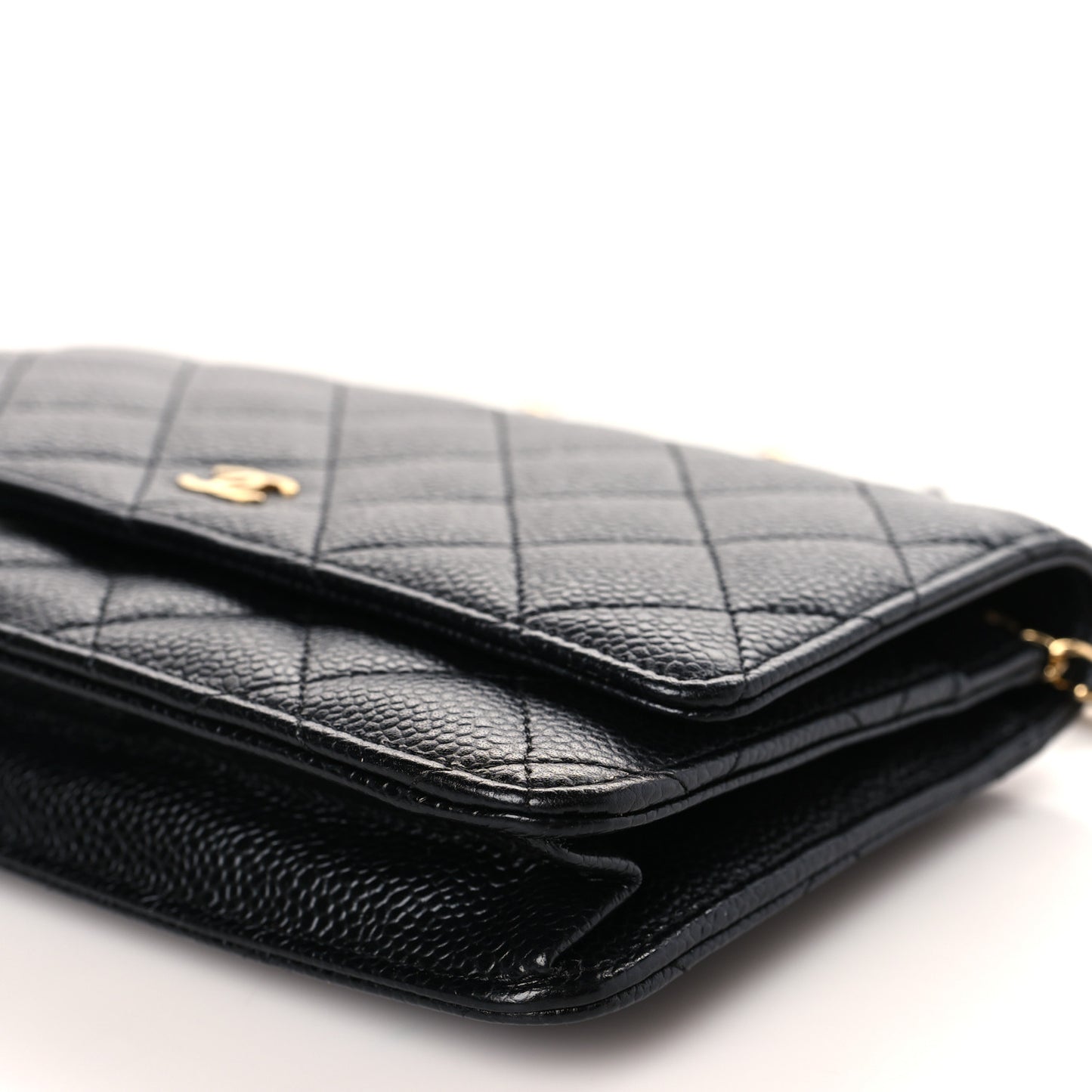 Caviar Quilted Wallet on Chain WOC Black