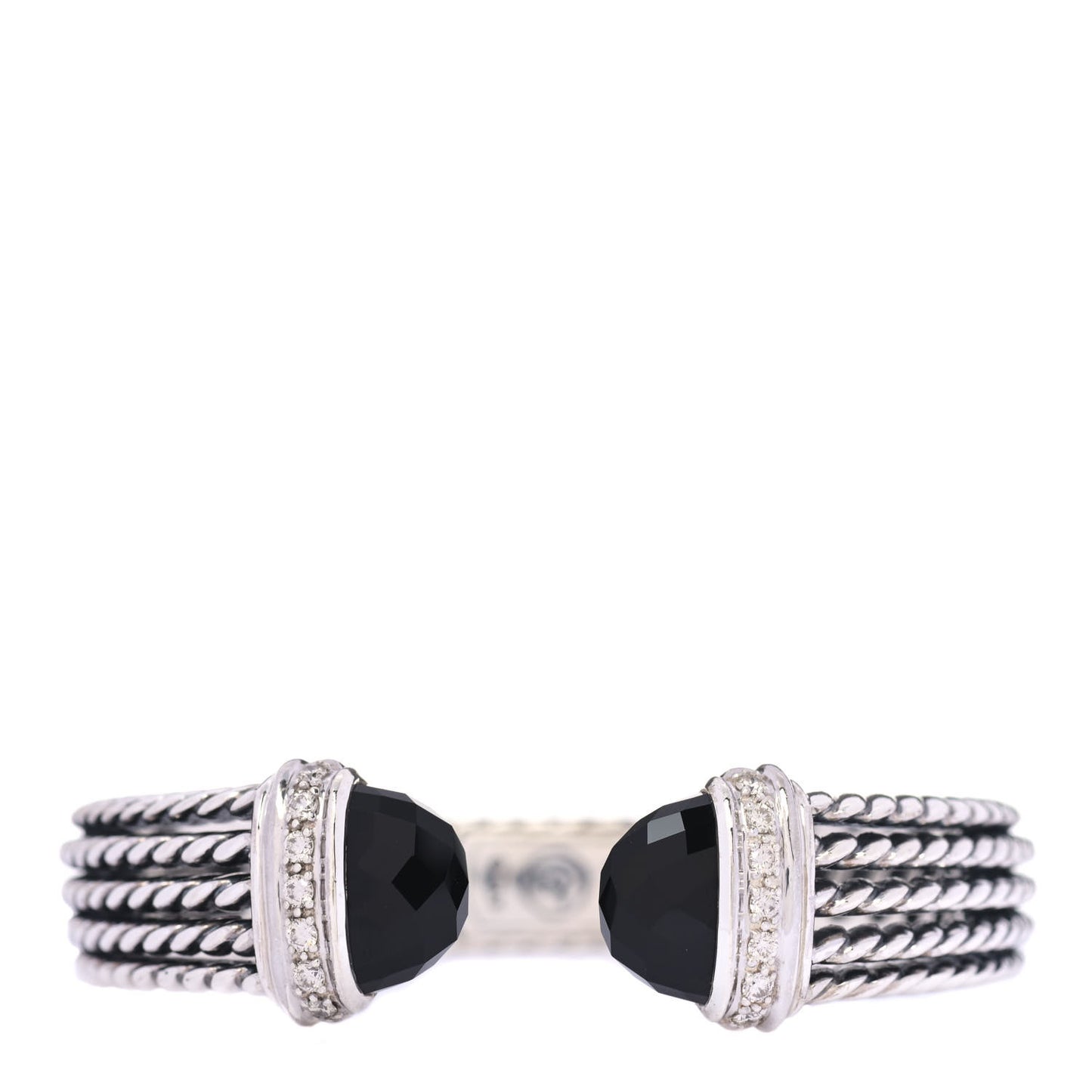 Sterling Silver Diamond Black Onyx 10mm Wheaton Cuff Bracelet
