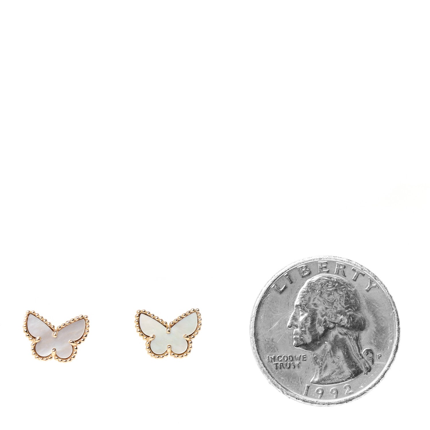 Van Cleef & Arpels 18K Yellow Gold Mother of Pearl Sweet Alhambra Butterfly Earrings 2 of 5