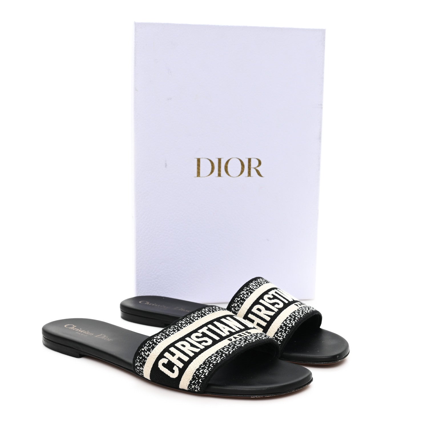Christian Dior Canvas Embroidered Dway Mules Slide Sandals 40 Black 10 of 10