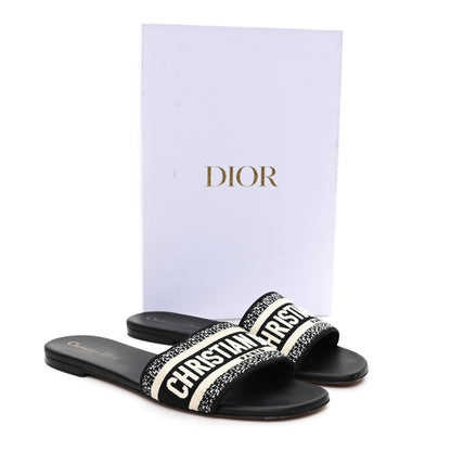 Christian Dior Canvas Embroidered Dway Mules Slide Sandals 40 Black 10 of 10