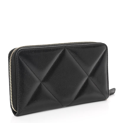 Chanel Goatskin Quilted Medium Chanel 19 Zipped Wallet Black 4 of 9