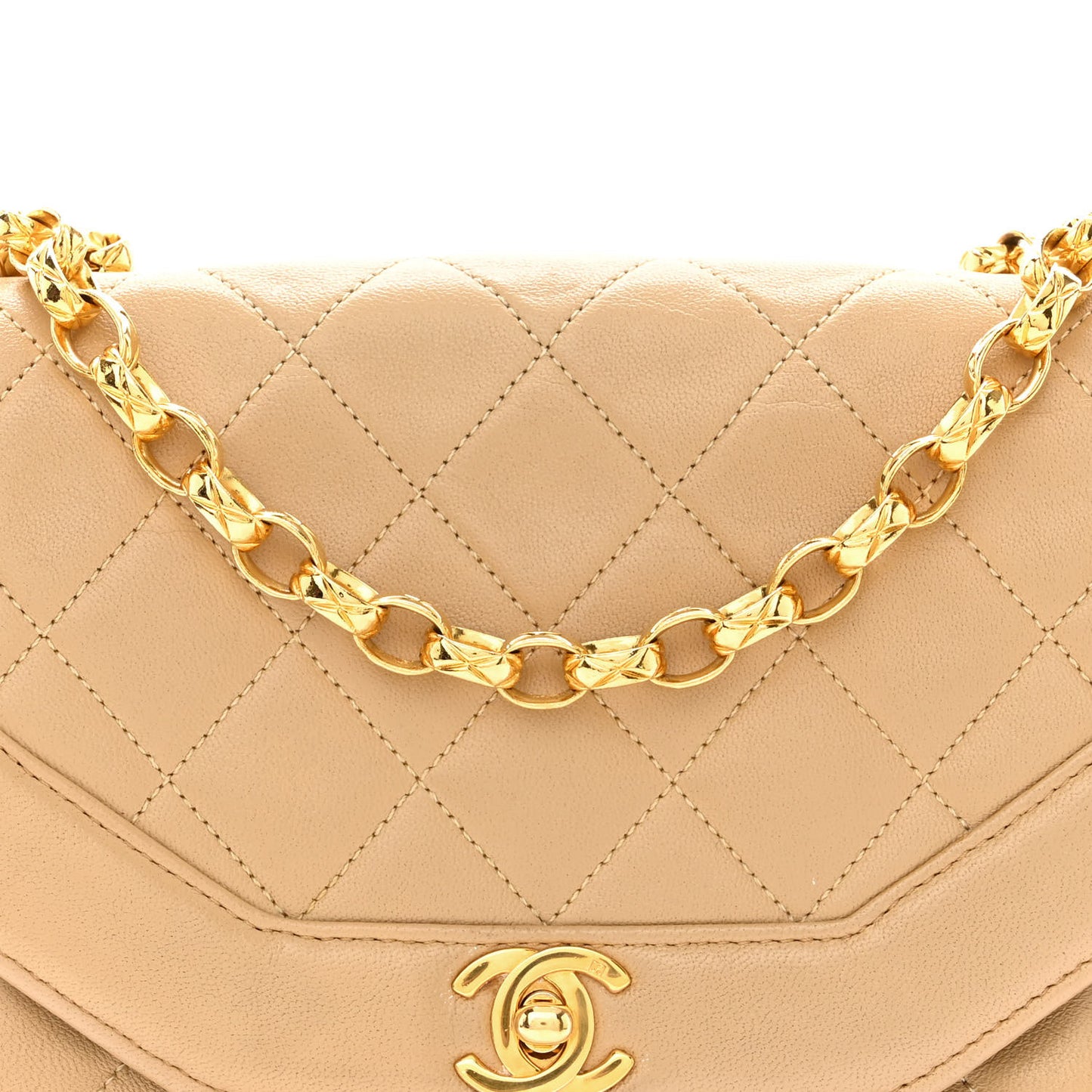 Lambskin Quilted Small Single Flap Beige