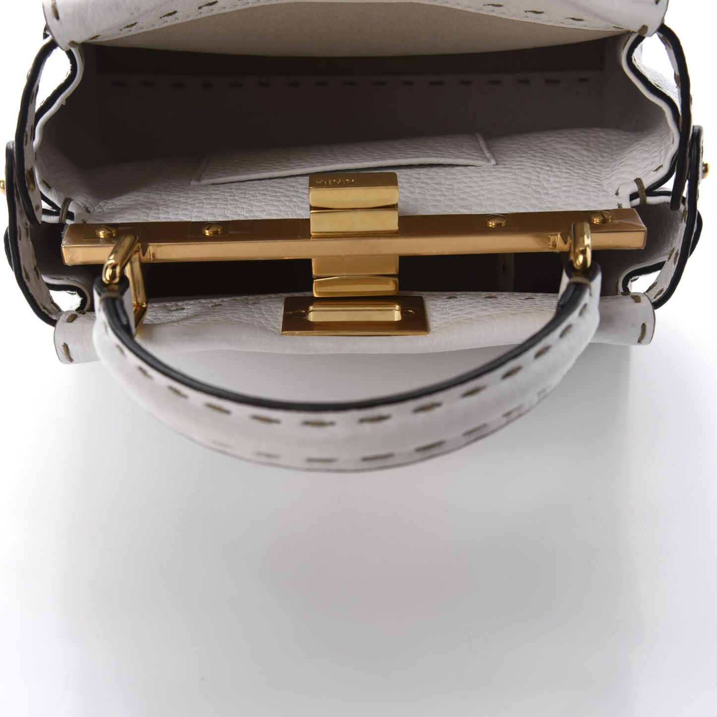 Cuoio Romano Selleria Mini Peekaboo Iconic Satchel White