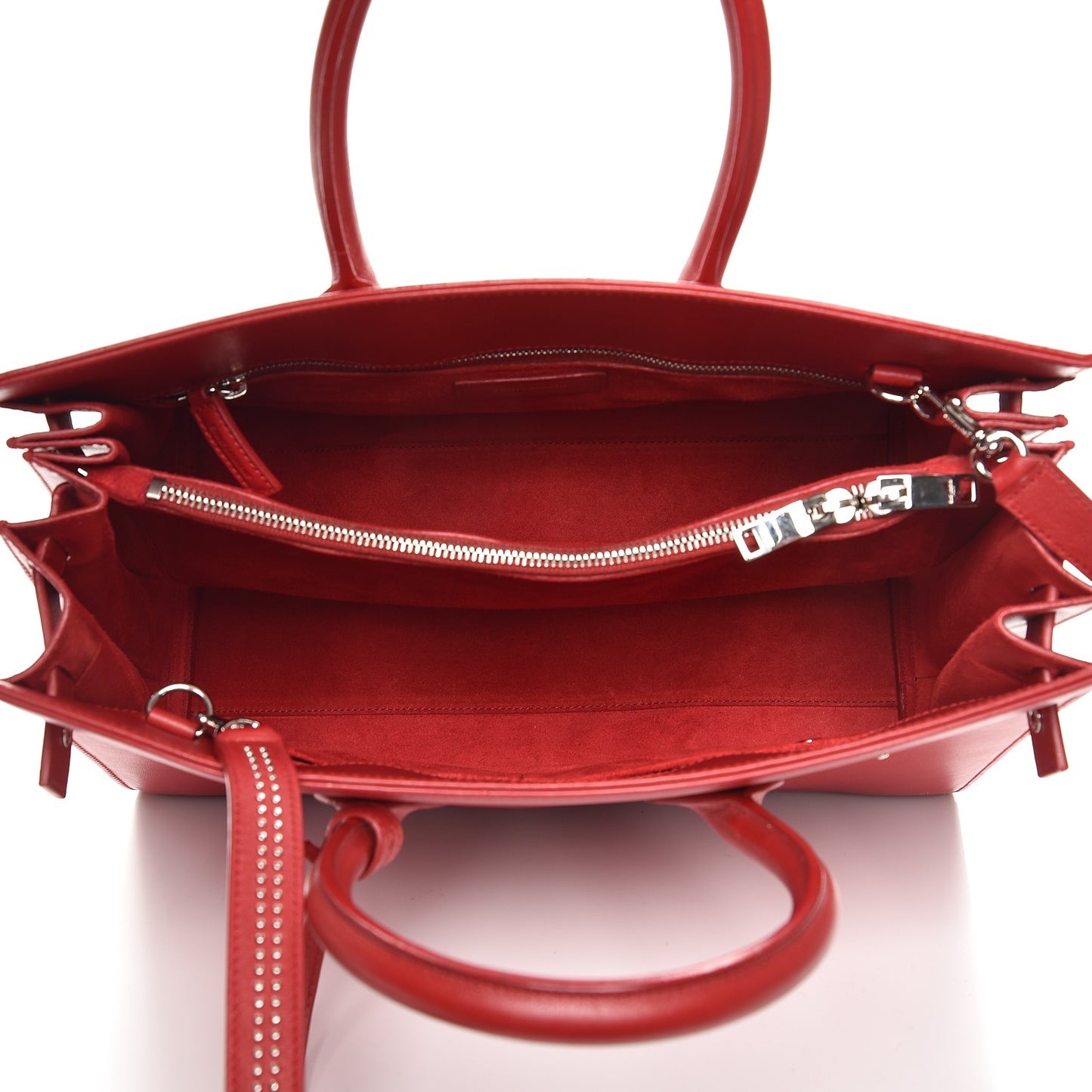 Calfskin Studded Small Sac de Jour Carryall Red