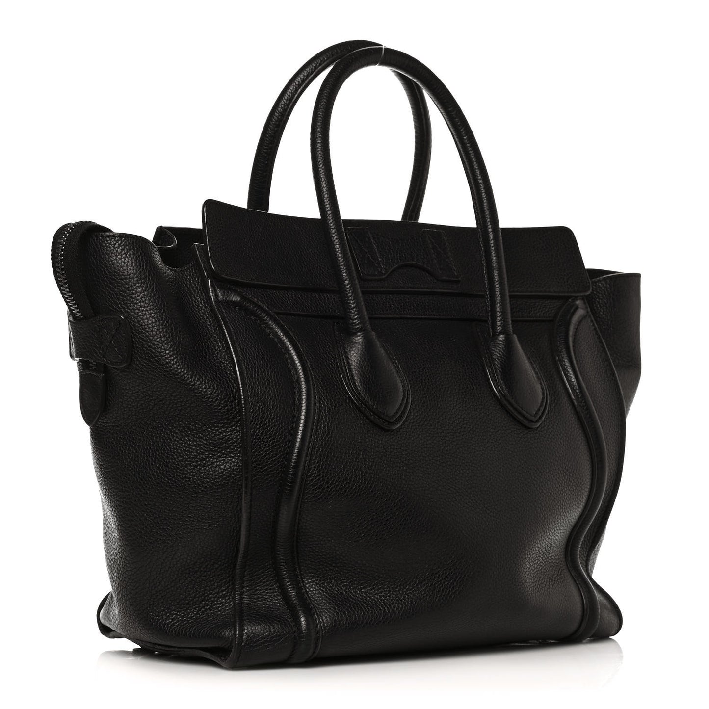 Drummed Calfskin Medium Luggage Black