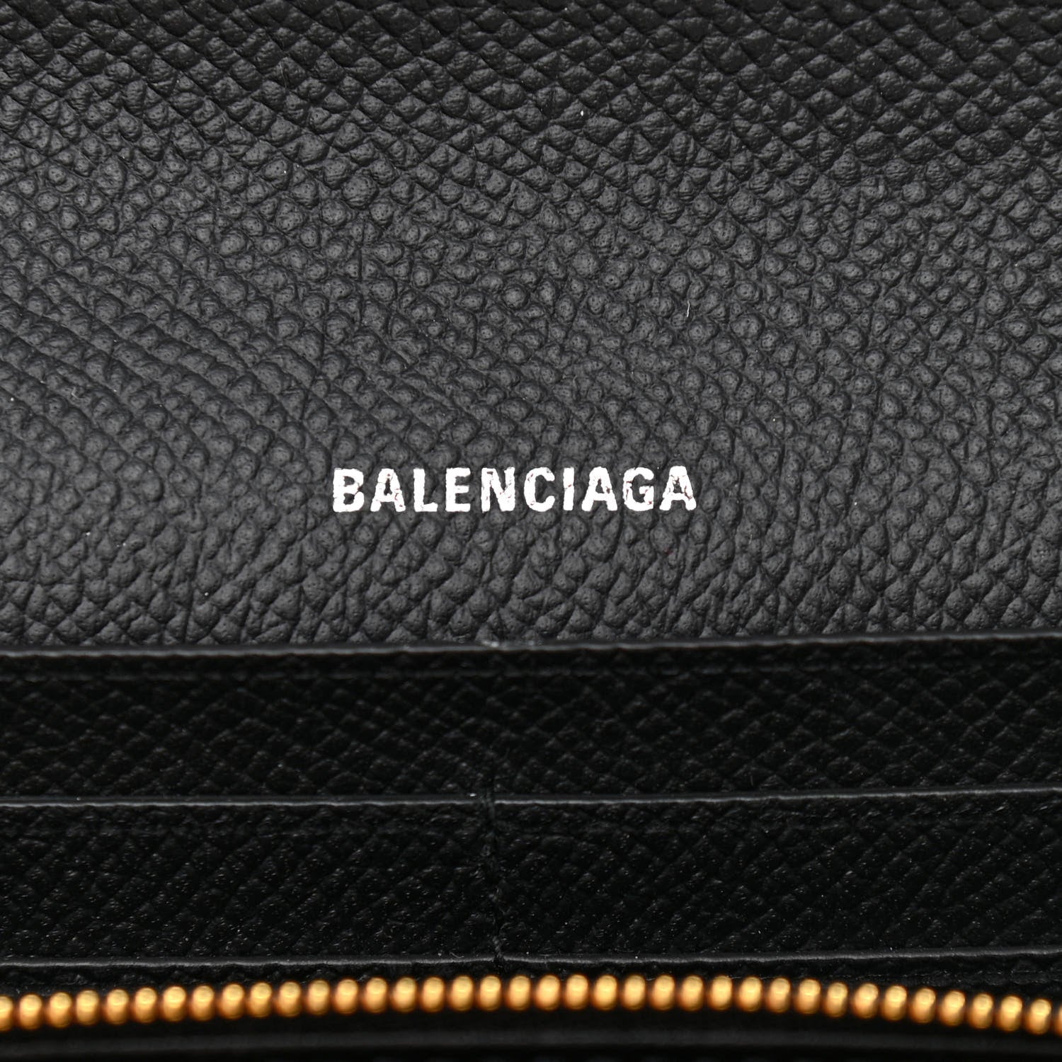 Balenciaga Grained Calfskin Logo Cash Continental Wallet on Chain Black White 6 of 11