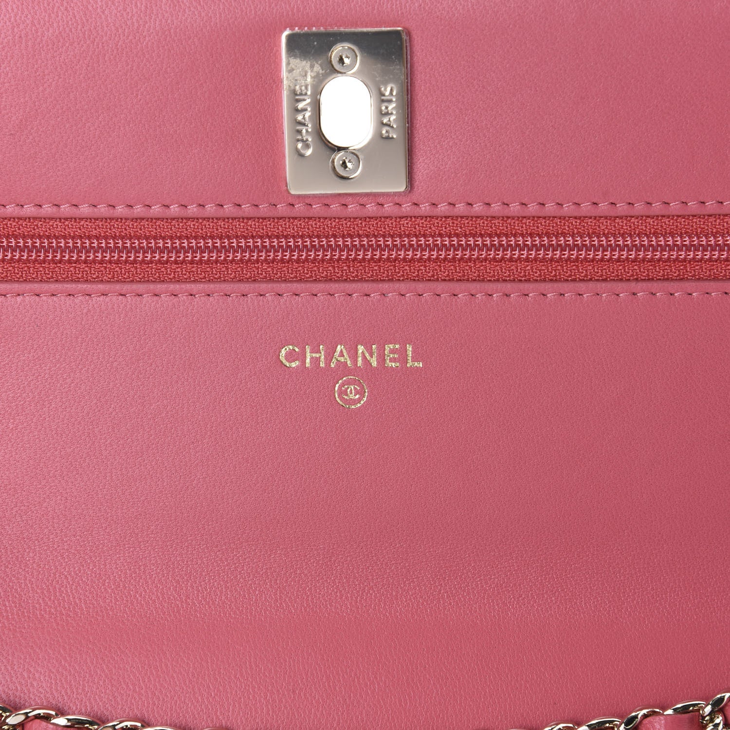 Chanel Lambskin Quilted Trendy CC Wallet On Chain WOC Bright Pink 6 of 10