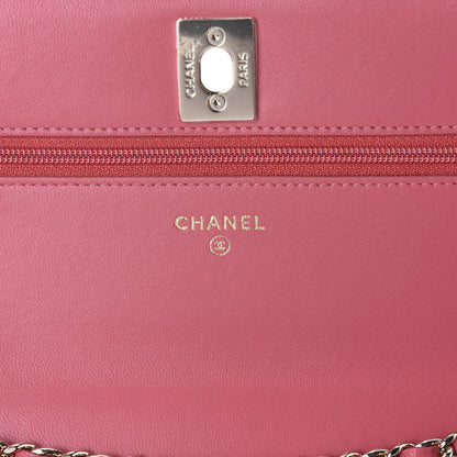 Chanel Lambskin Quilted Trendy CC Wallet On Chain WOC Bright Pink 6 of 10