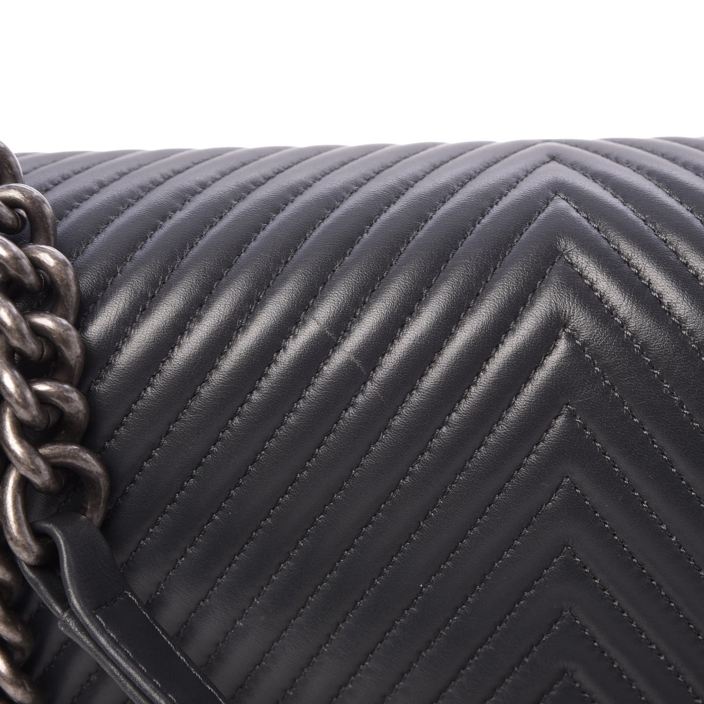 Calfskin Chevron Quilted New Medium Boy Flap Dark Grey