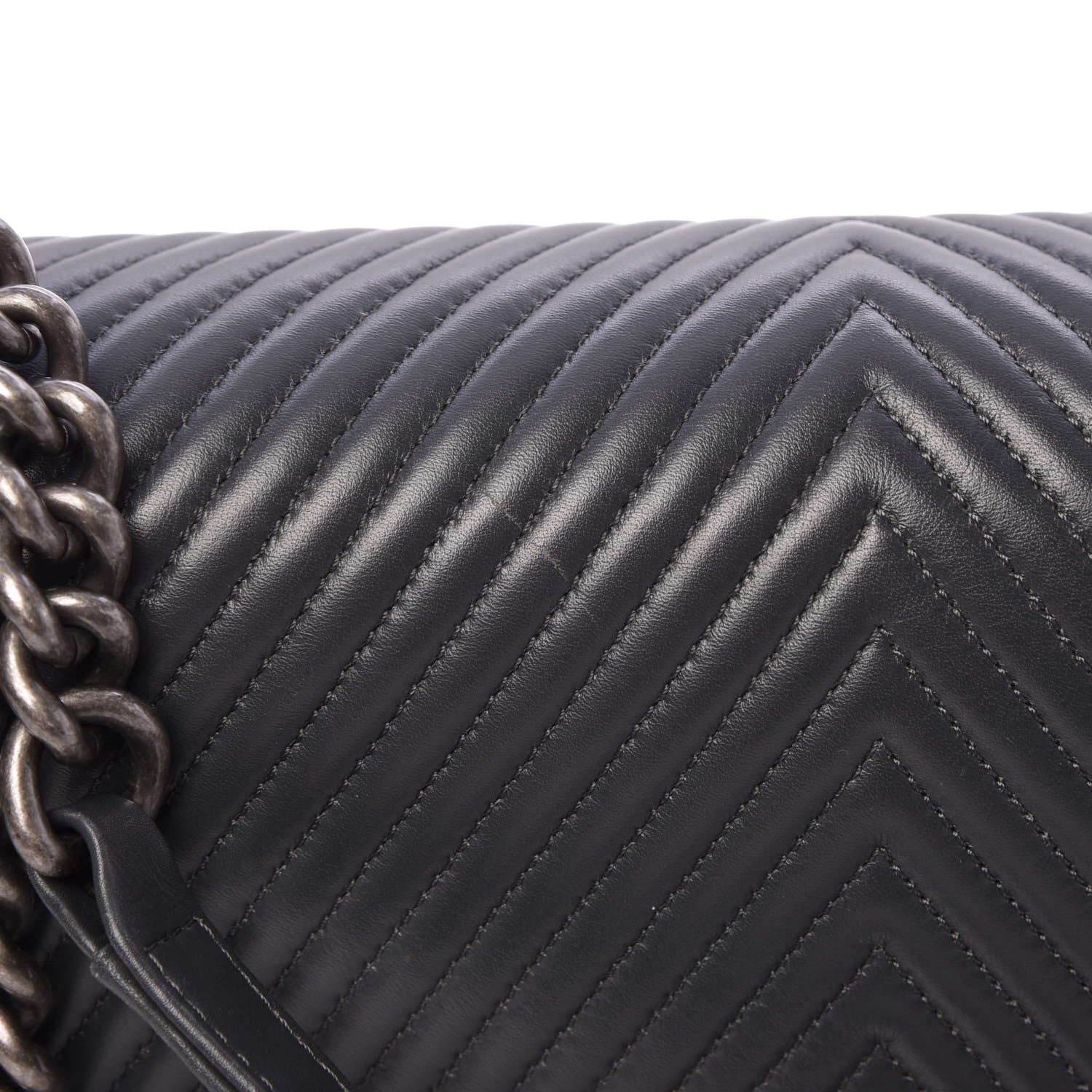 Chanel Calfskin Chevron Quilted New Medium Boy Flap Dark Grey 13 of 13