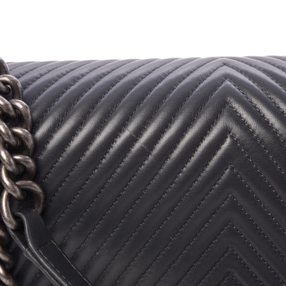 Chanel Calfskin Chevron Quilted New Medium Boy Flap Dark Grey 13 of 13