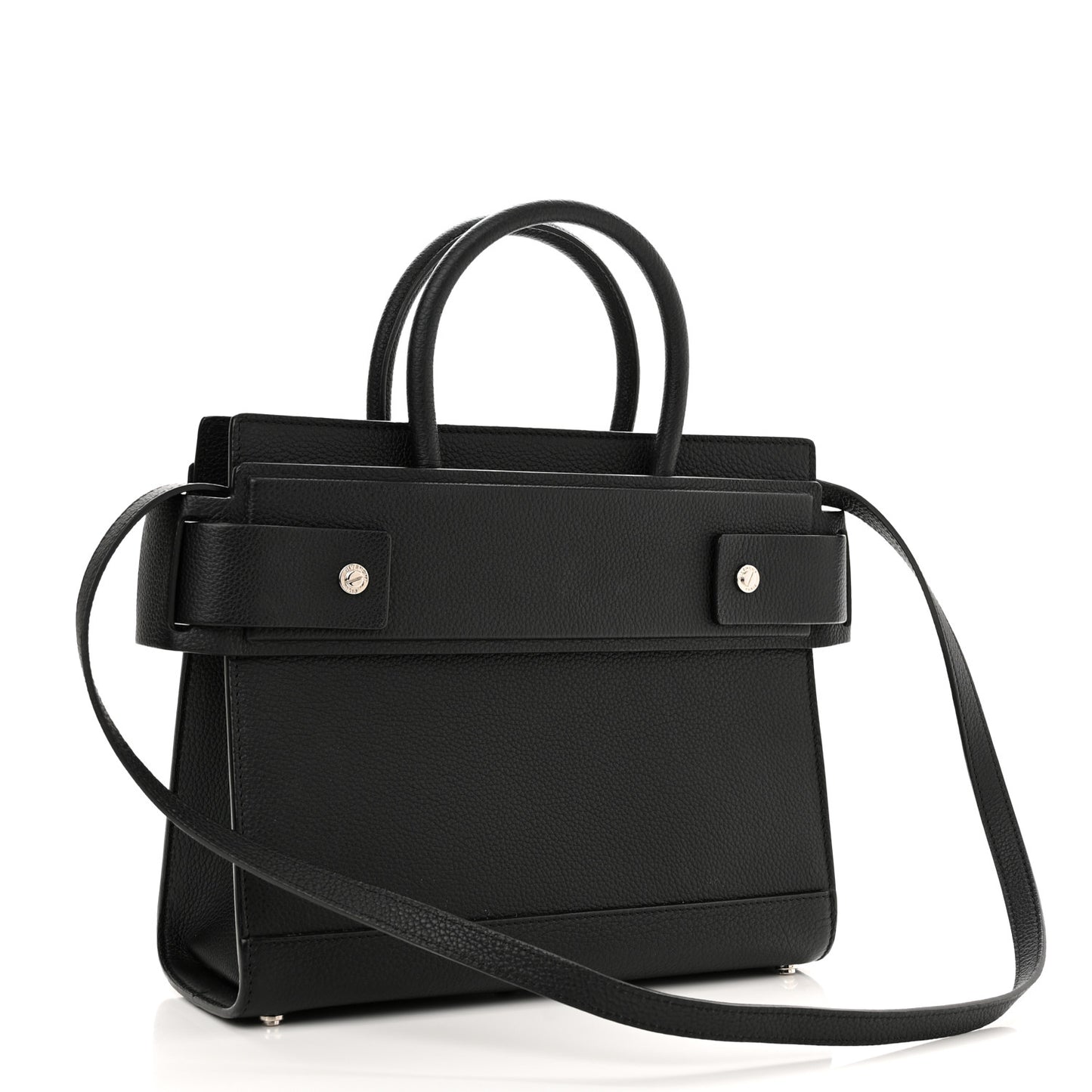 Grained Calfskin Small Horizon Satchel Black