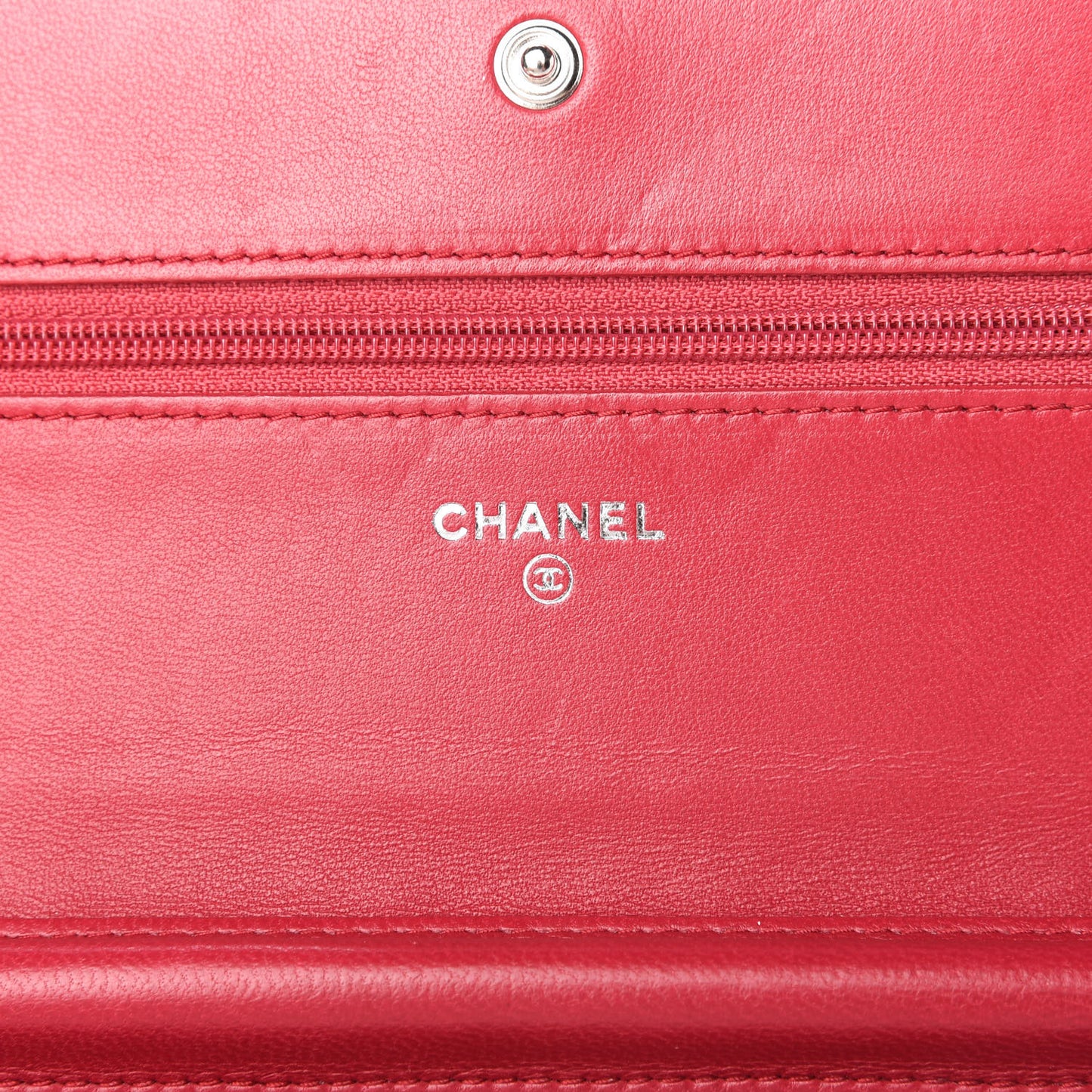 Calfskin Diamond Stitch Wallet On Chain WOC Fuchsia