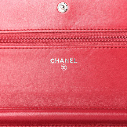 Chanel Calfskin Diamond Stitch Wallet On Chain WOC Fuchsia 8 of 12