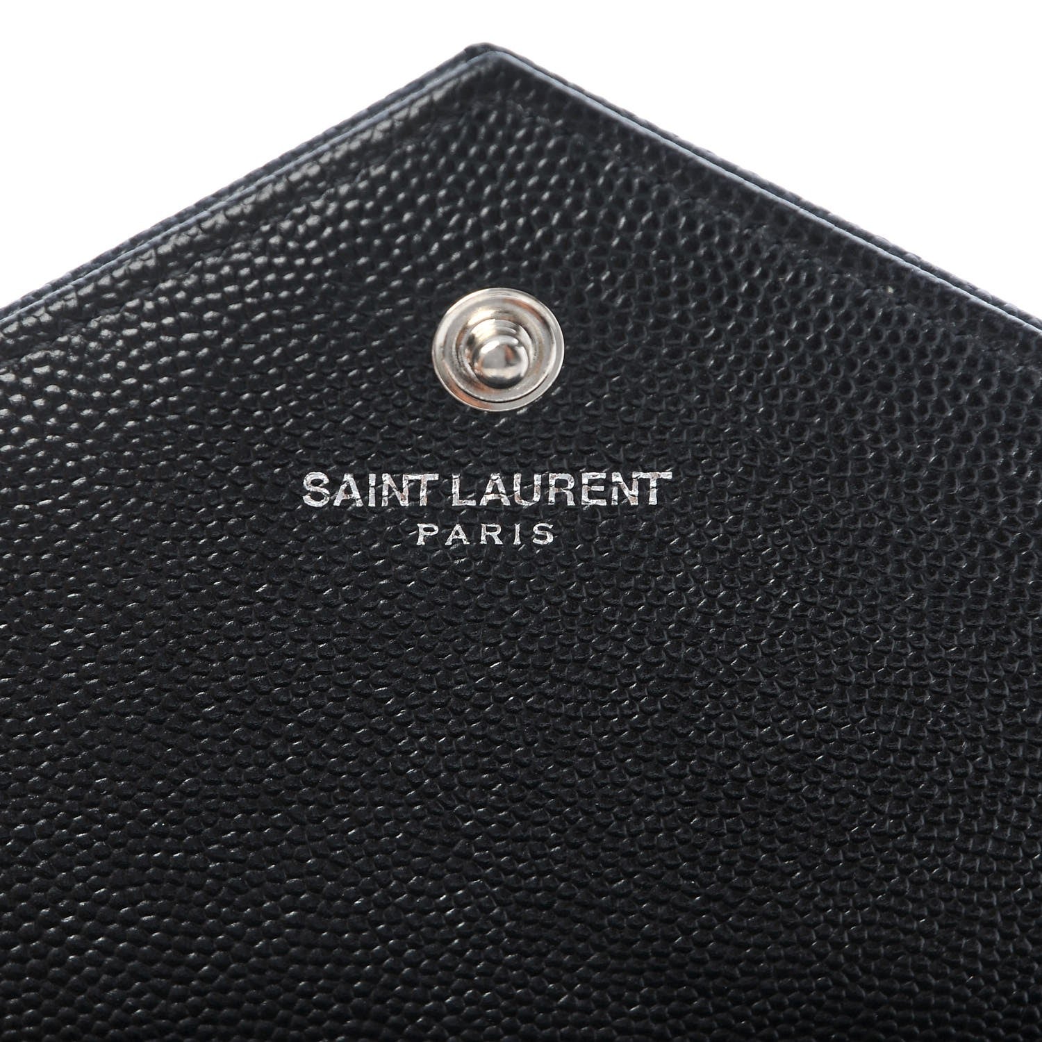 Saint Laurent Grain De Poudre Matelasse Chevron Monogram Chain Wallet Black 6 of 7