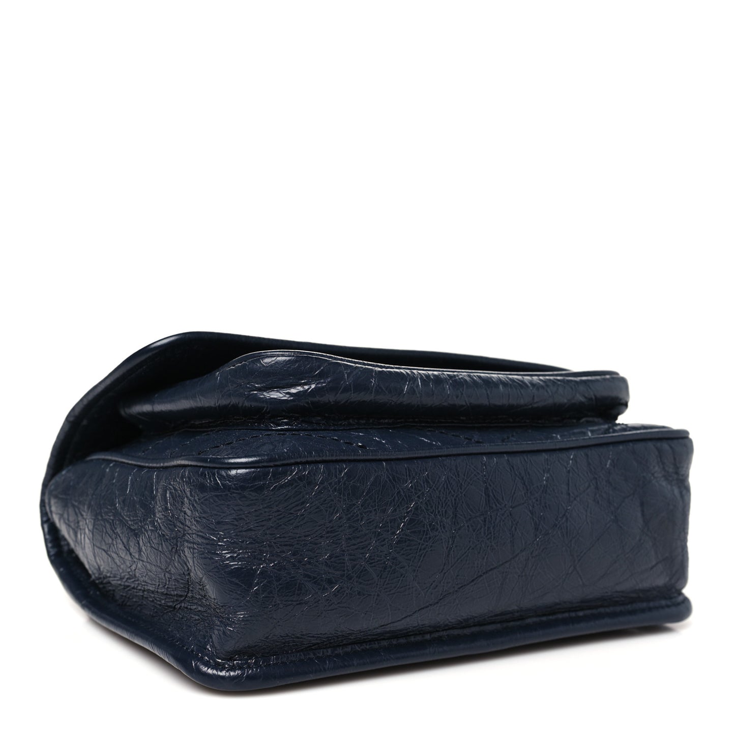 Crinkled Calfskin Matelasse Monogram Baby Niki Chain Satchel Navy