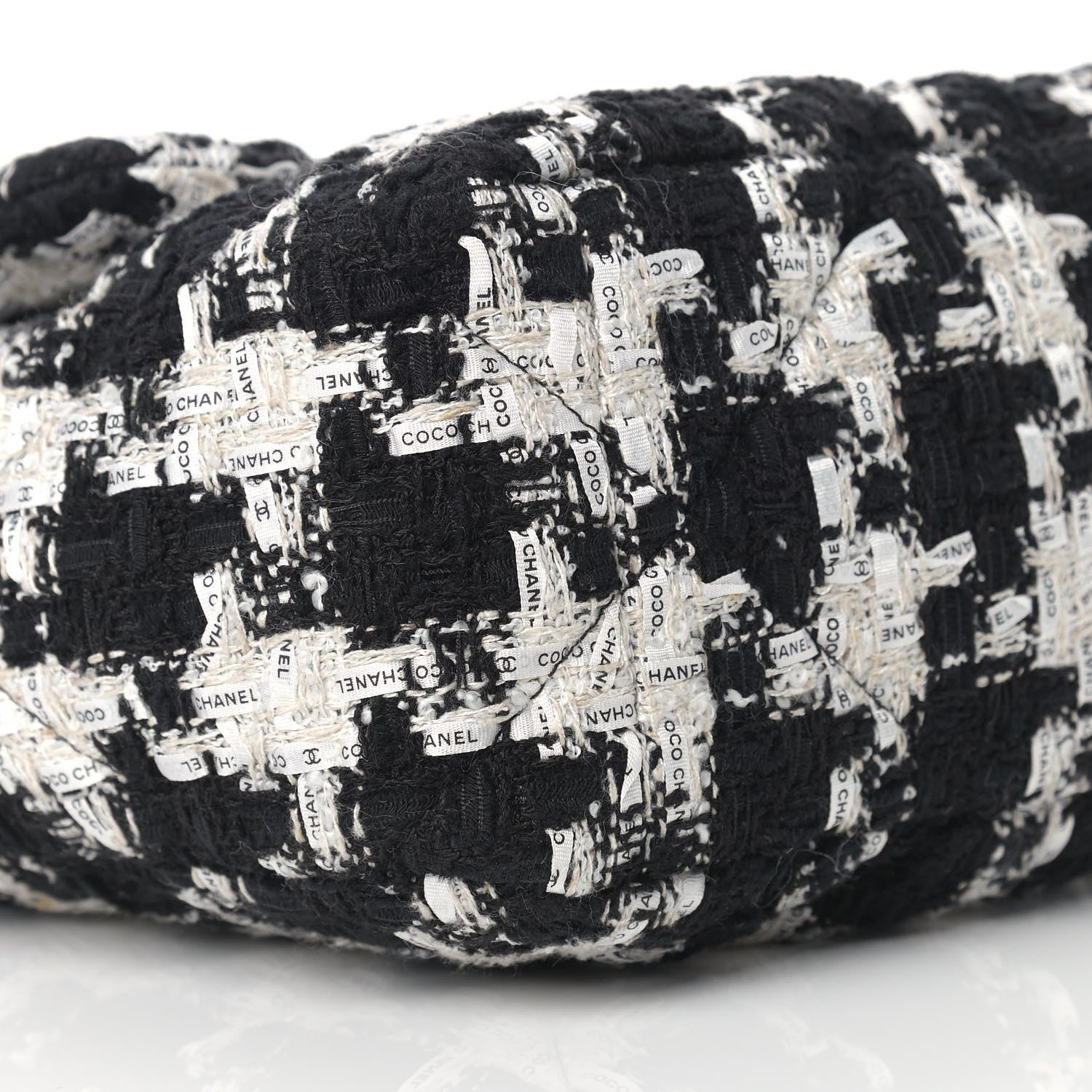 Chanel Tweed Quilted Large Chanel 19 Flap Black Ecru White 8 of 9