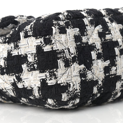 Chanel Tweed Quilted Large Chanel 19 Flap Black Ecru White 8 of 9