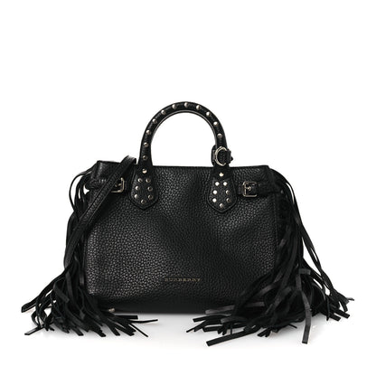 Burberry Grainy Calfskin Studded Fringe Baby Banner Tote Black 1 of 11