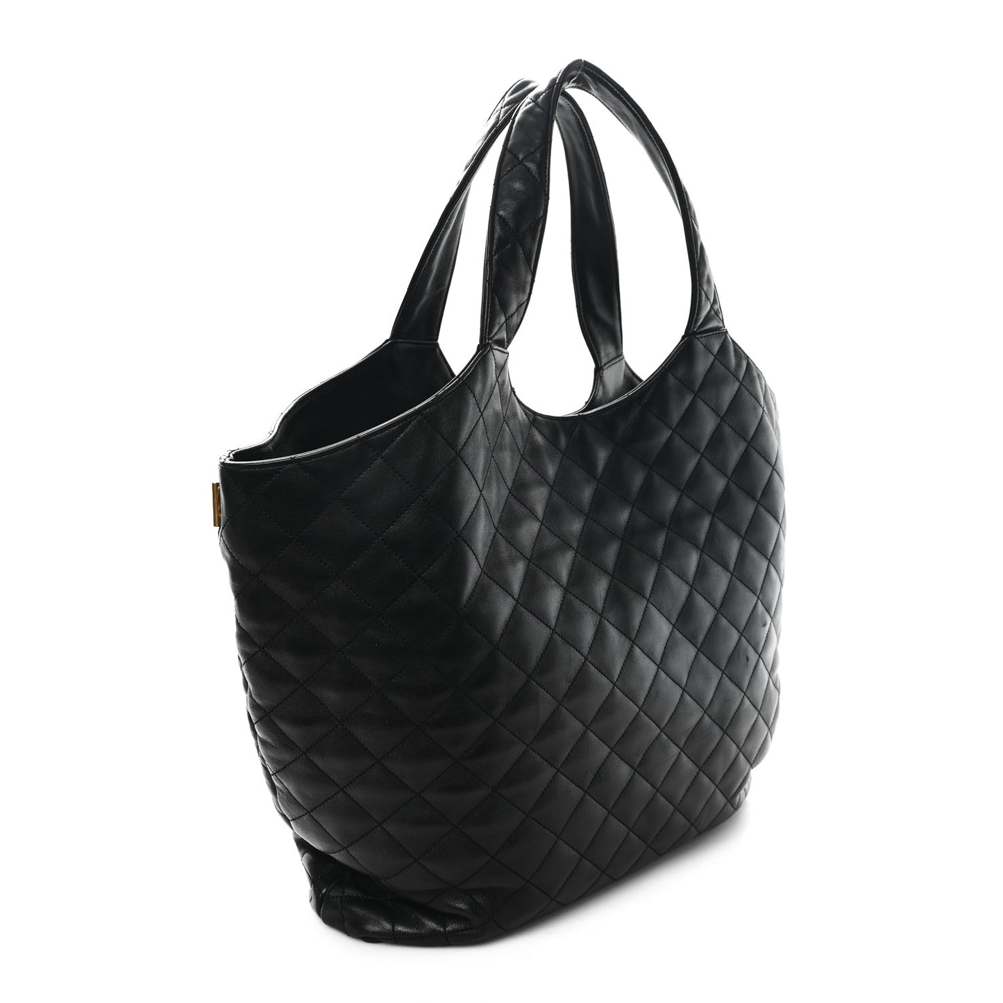 Lambskin Quilted Maxi Icare Shopping Tote Black
