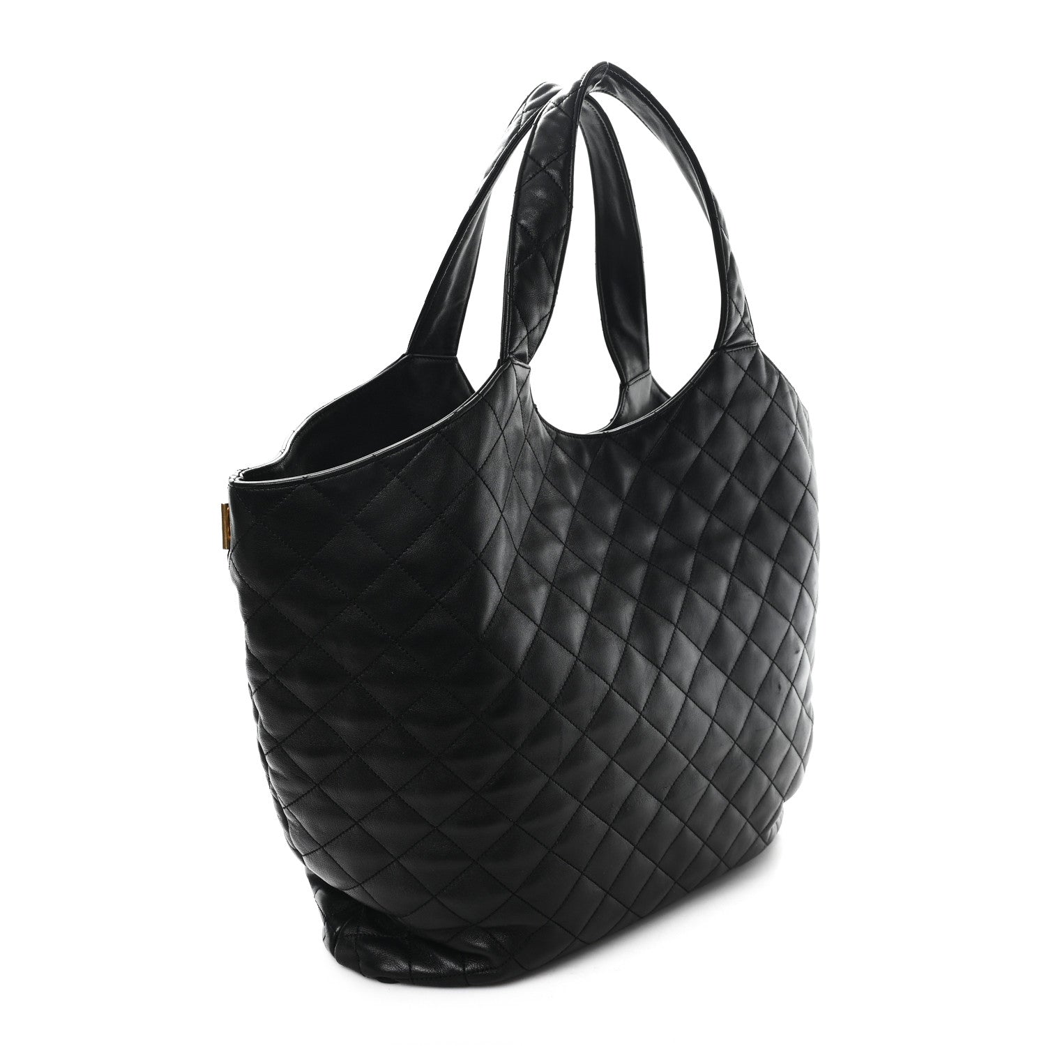 Saint Laurent Lambskin Quilted Maxi Icare Shopping Tote Black 4 of 12