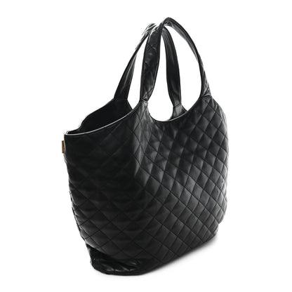 Saint Laurent Lambskin Quilted Maxi Icare Shopping Tote Black 4 of 12