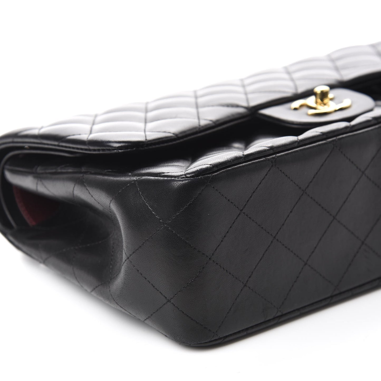 Lambskin Quilted Jumbo Double Flap Black