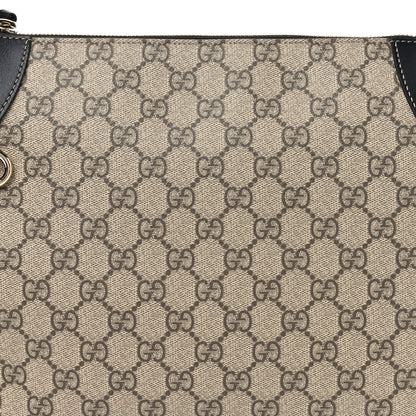 Gucci GG Supreme Monogram Emblem Medium Shoulder Bag Beige Ebony Black 7 of 9