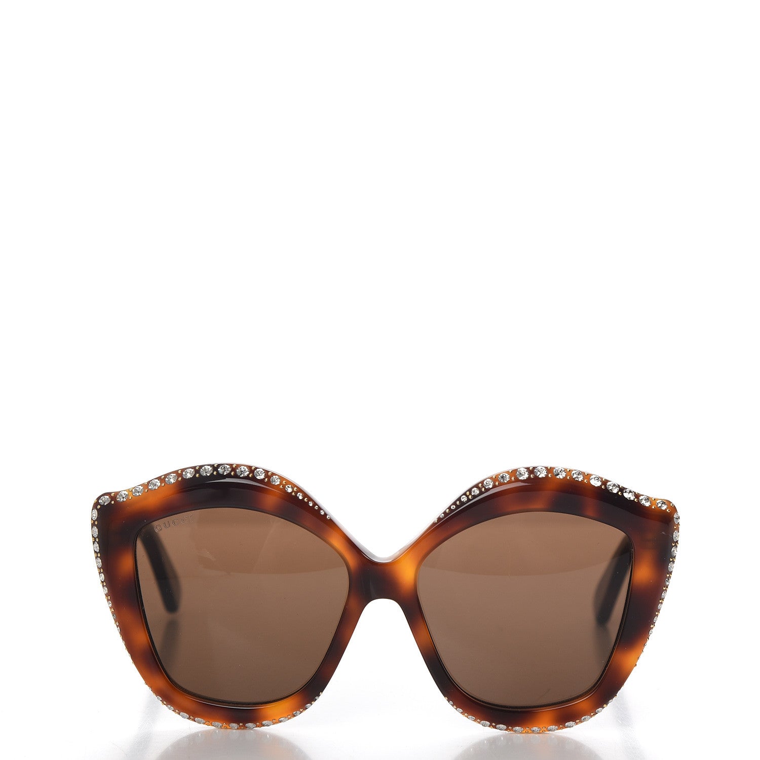 Gucci Crystal Cat Eye GG0118S Sunglasses Havana Brown 2 of 7