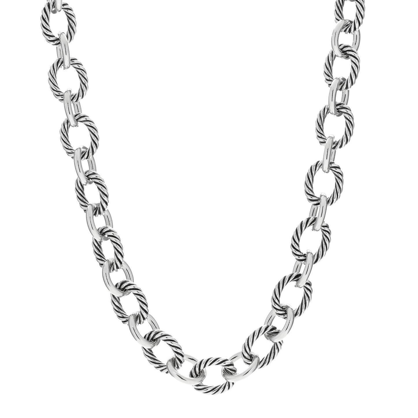 Sterling Silver 12mm Large Oval Link Necklace