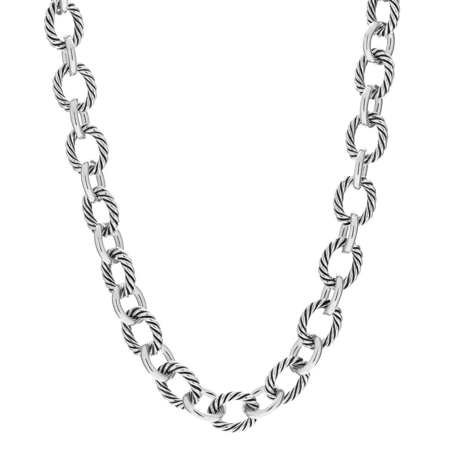 David Yurman Sterling Silver 12mm Large Oval Link Necklace 1 of 4