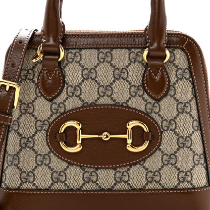 Gucci GG Supreme Monogram Azalea Calfskin Mini Horsebit 1955 Top Handle Bag Beige Ebony Brown Sugar 8 of 13