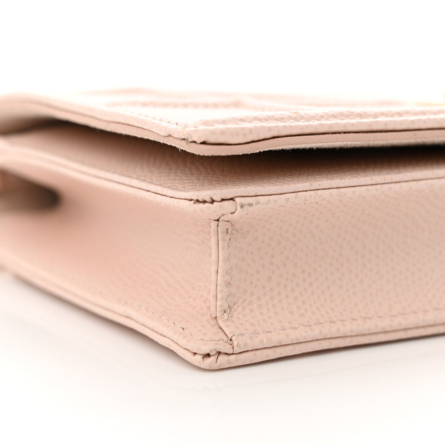 Grained Calfskin Diorama Wallet on Chain Pouch Rose Poudre