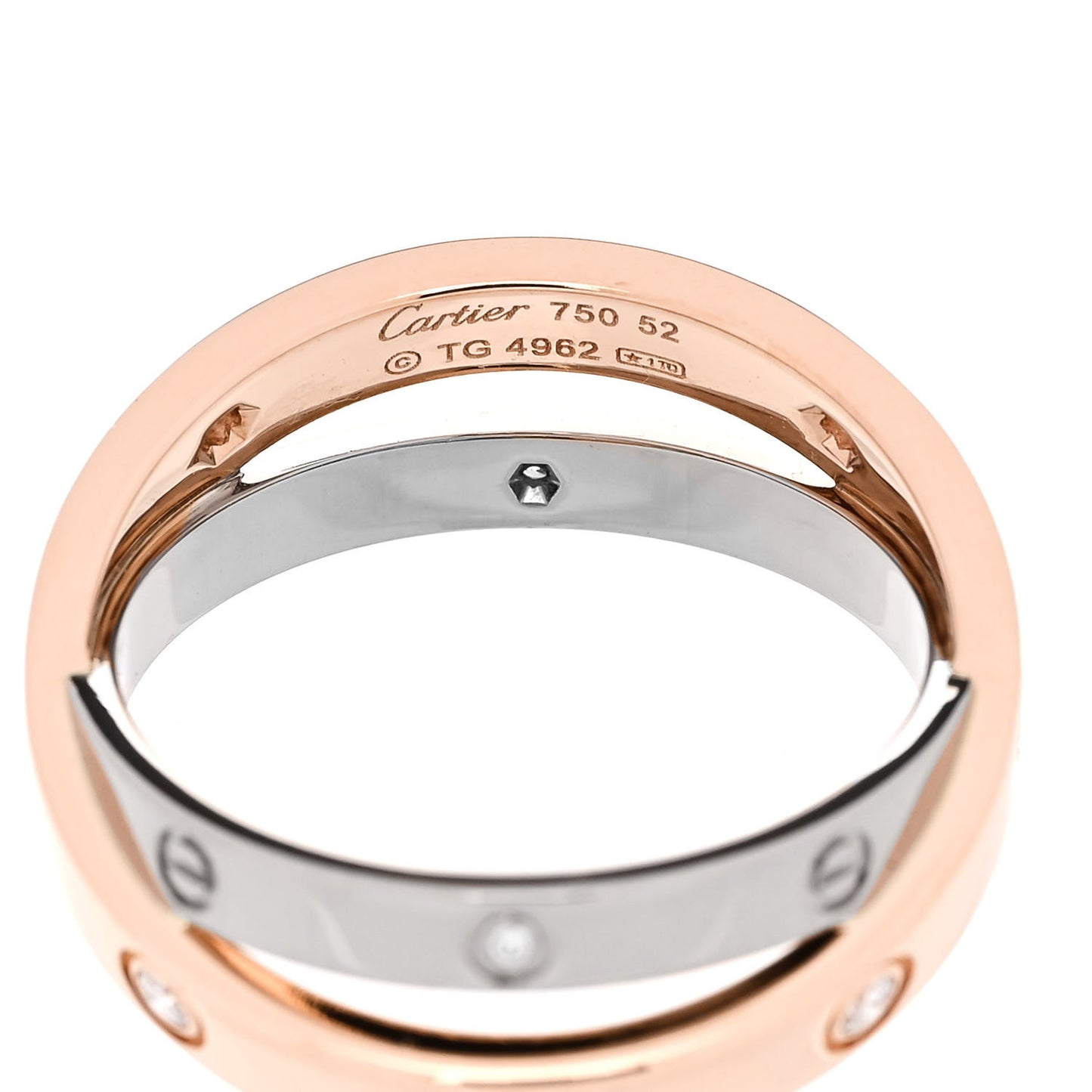 18K Pink White Gold 6 Diamond LOVE Ring 52 6