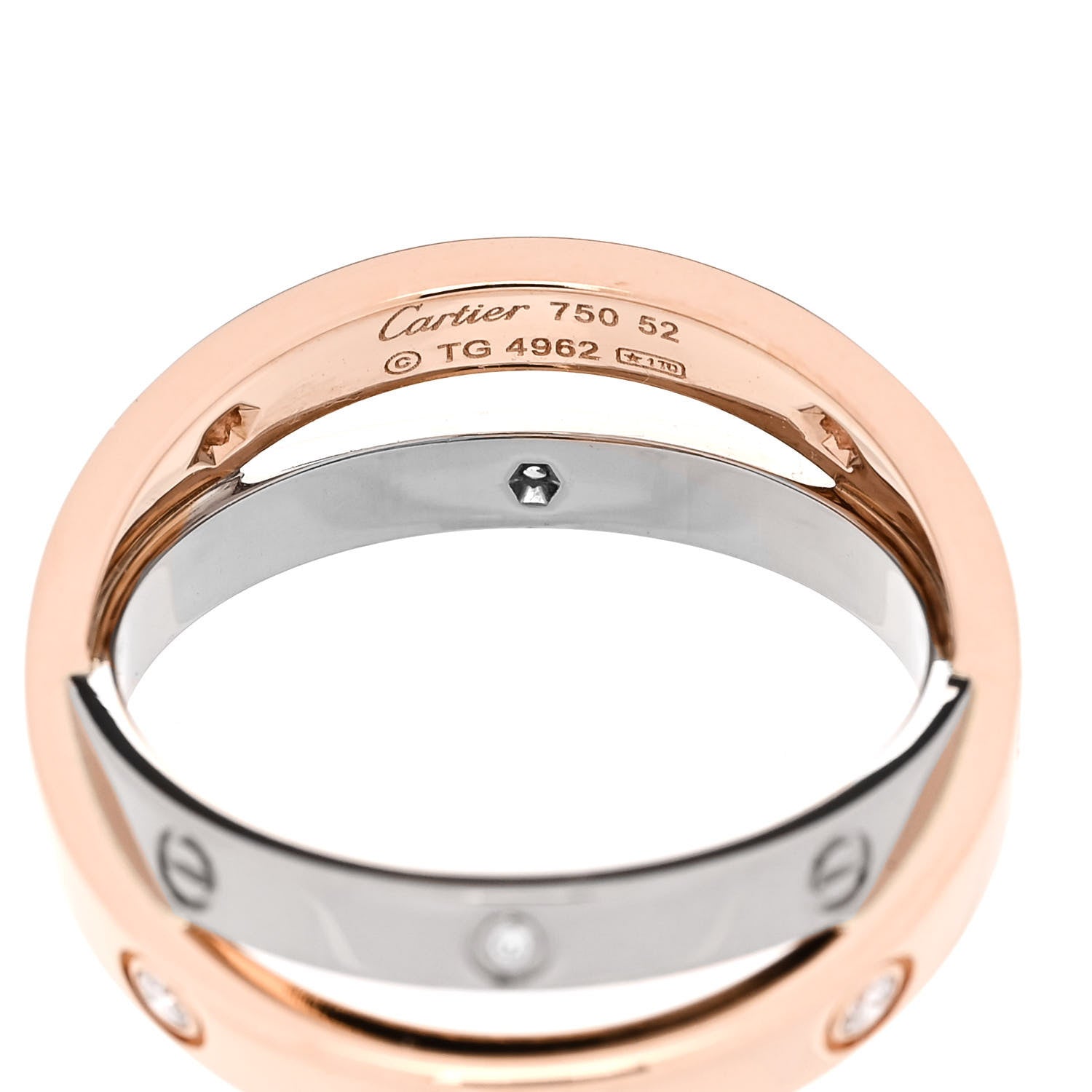 Cartier 18K Pink White Gold 6 Diamond LOVE Ring 52 6 5 of 5