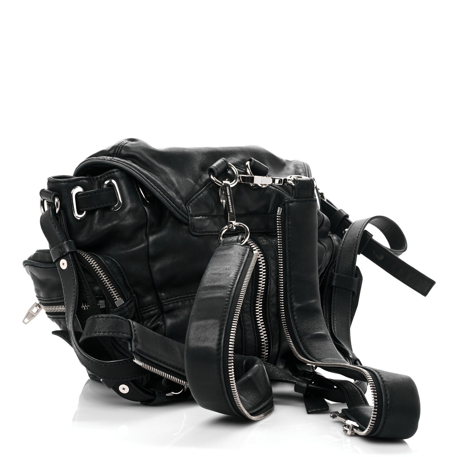 Alexander Wang Lambskin Marti Backpack Bag Washed Black Rhodium Hardware 3 of 19