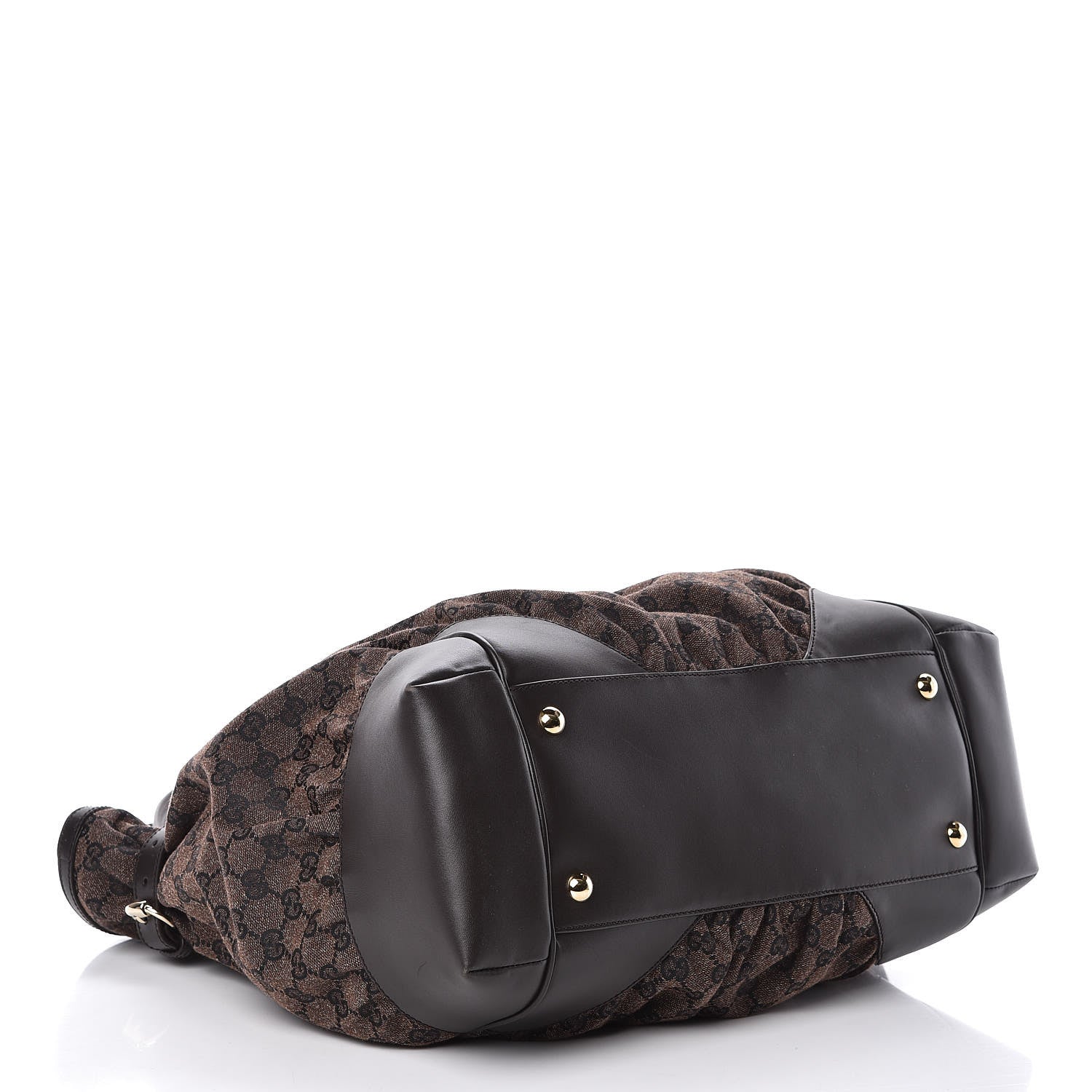 Gucci Denim Monogram Full Moon Tote Dark Brown 4 of 9