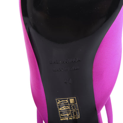 Balenciaga Satin Pointed Toe Knife Slingback 40mm Mules 41 Rose Fuchsia 9 of 11