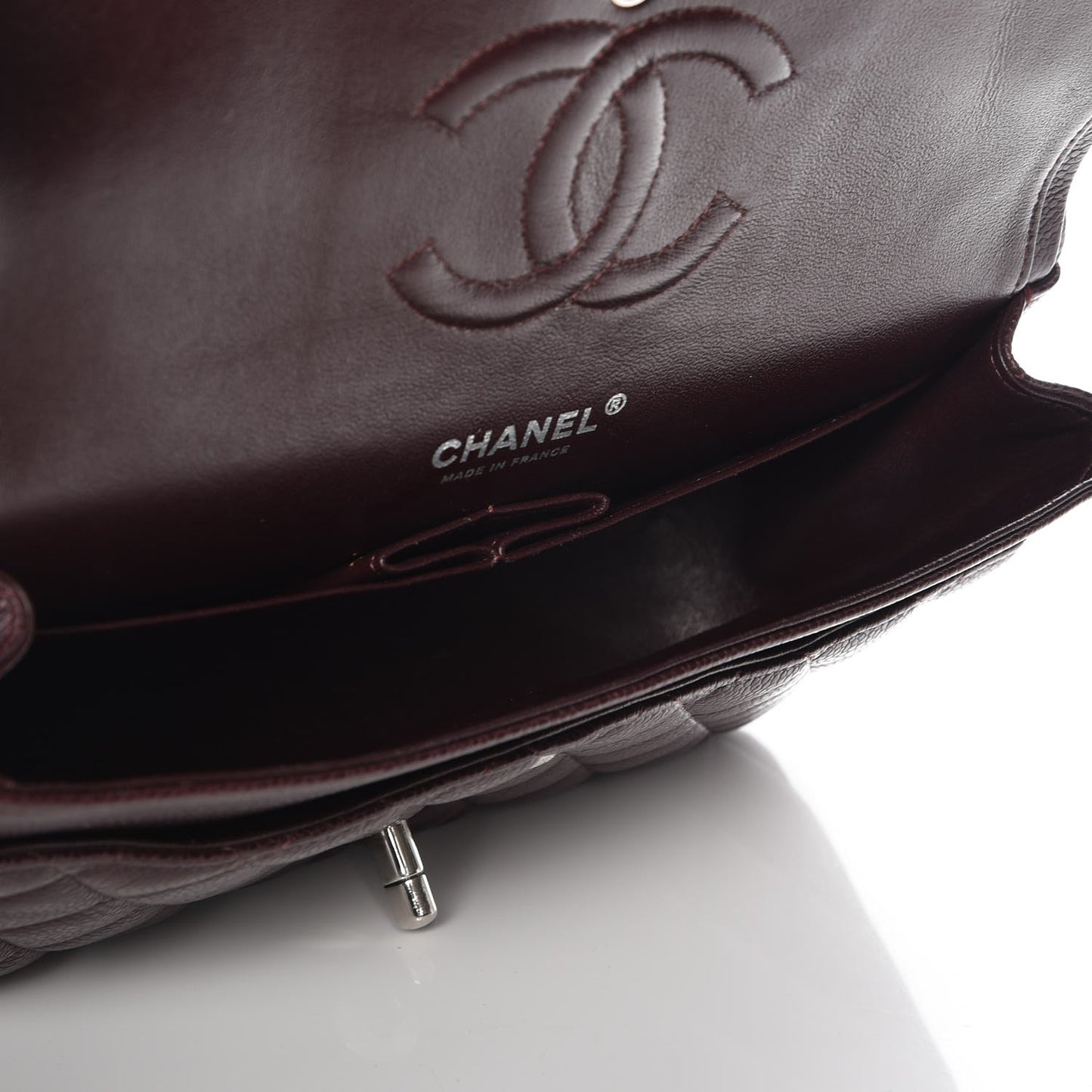 Caviar Quilted Medium Double Flap Burgundy