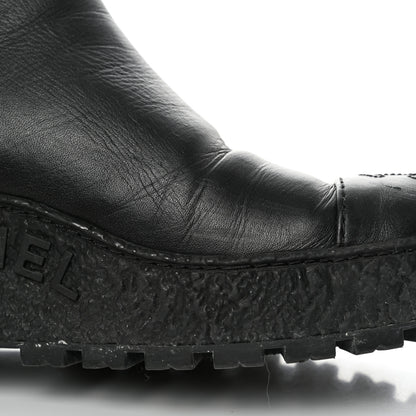 Chanel Calfskin Cap Toe CC Ankle Boots 39 Black 10 of 13