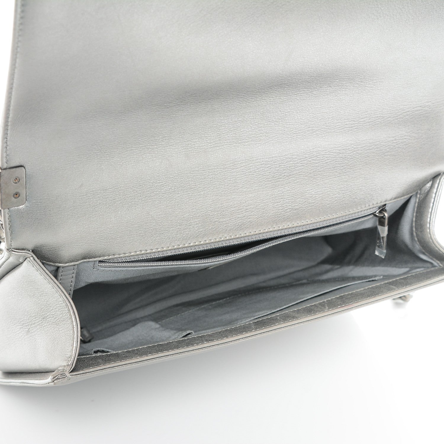 Chanel Metallic Calfskin Quilted Large Boy Flap Silver 5 of 7
